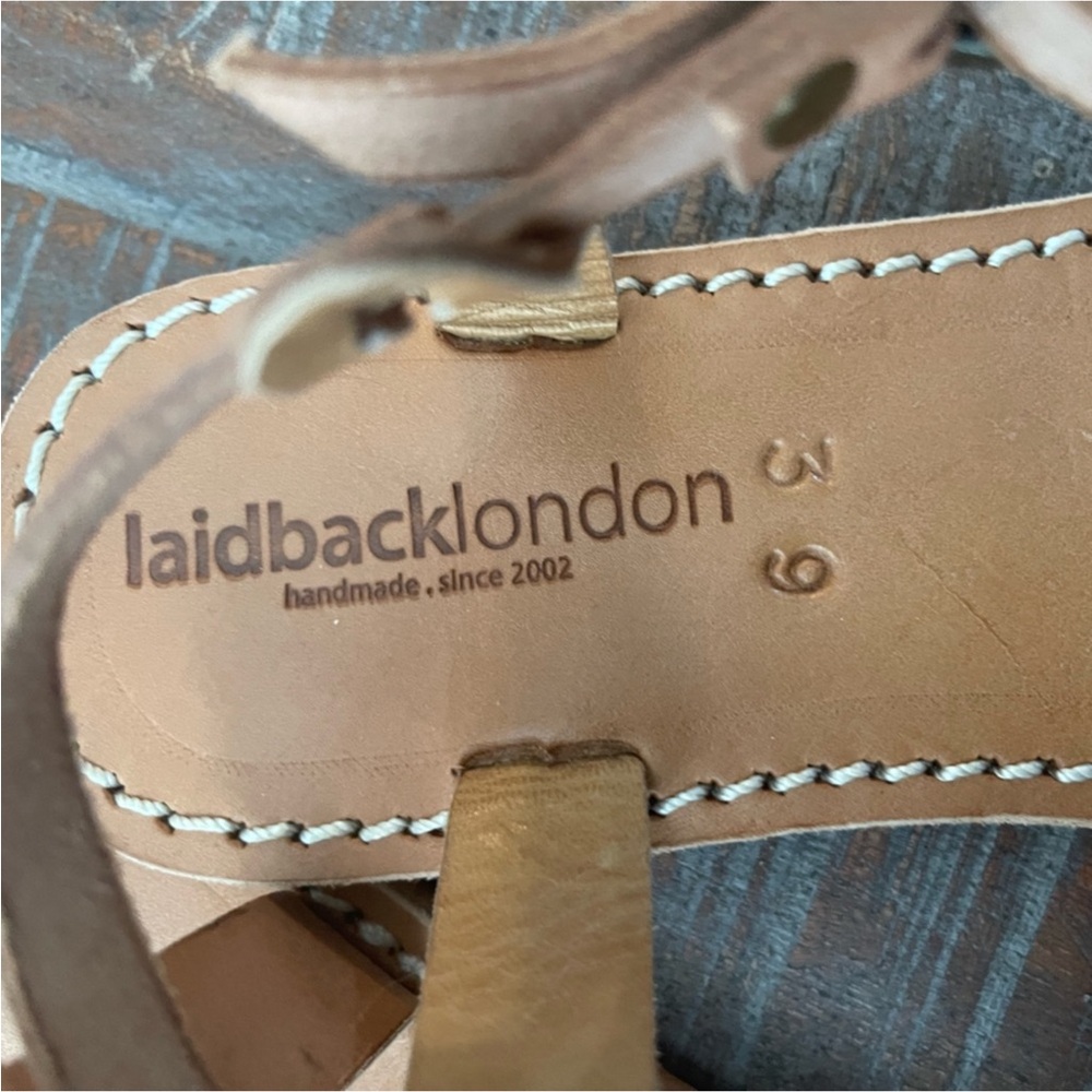 Laidback London Anthropologie handmade leather sandals beaded design Size 39 - Picture 11 of 14